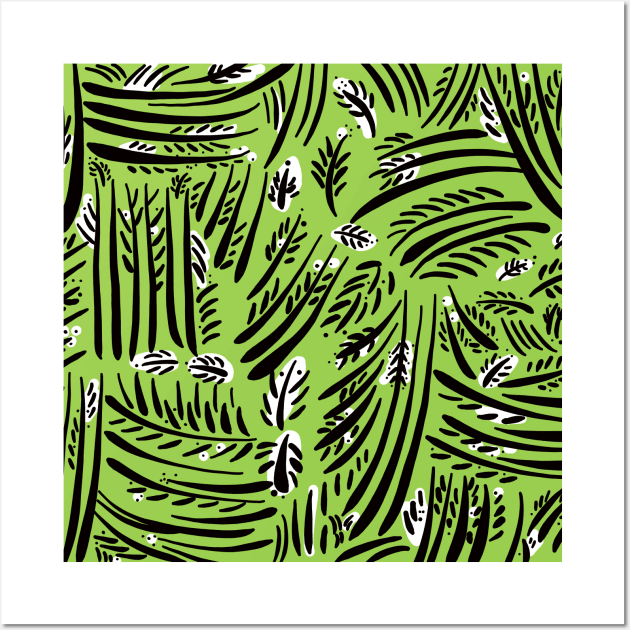 Organic Hand Drawn Foliage Light Green Wall Art by Echeverri_Designs